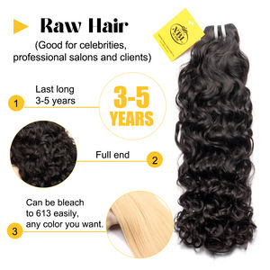 Mechones de Pelo trenzado con ondas de agua humanas, extensión de cola de caballo con logotipo de diseño libre, mojado y ondulado para mujeres africanas - Product Image 2