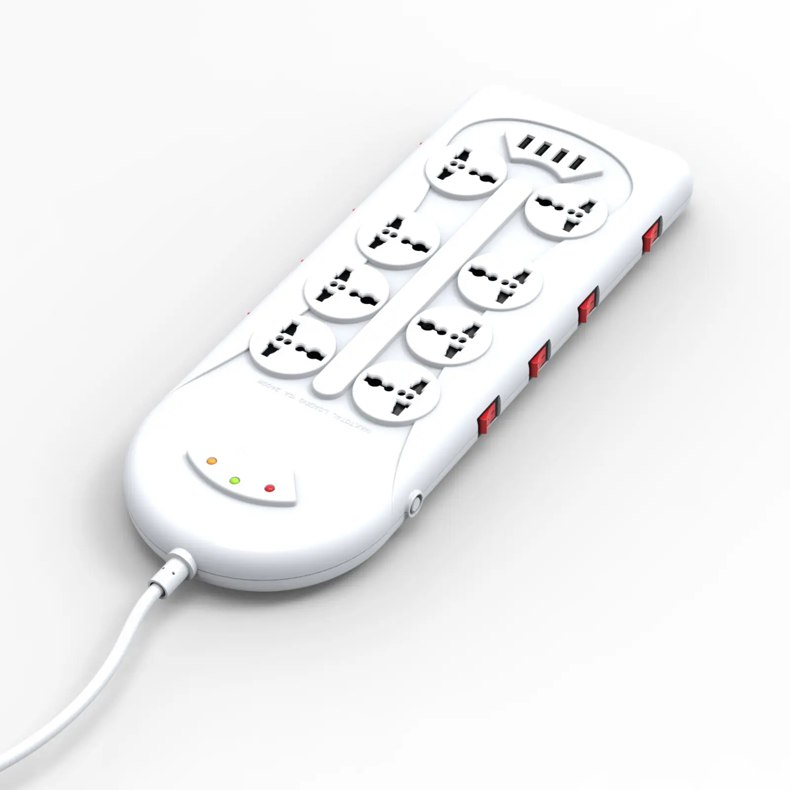 Vastfafa Universele Standaard Overspanningsbeveiliging Nieuwe Stekkerdoos Met Usb Oplaadpoorten 8 Way Outlet Verlengstekker