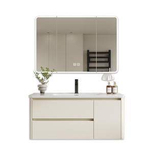 Mueble de Baño Minimalista Color Crema, Gabinete con Espejo LED Inteligente para Máximo Almacenamiento - Product Image 6