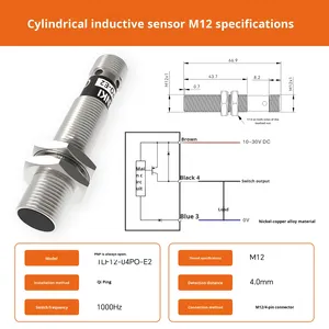 AKUSENSE TRF12-02NO-E2 M12 Cylindrical <strong>Inductive</strong> <strong>Proximity</strong> <strong>Sensor</strong> NPN Stainless Steel Body 0.5-10mm Metal Detection Screw <strong>Switch</strong> - Product Image 6