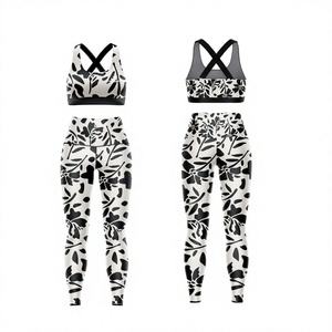 OEM Women Gym Set Sublimation Print Sports Bra And <b>Leggings</b> Wholesale Adult Sizes Factory Direct - Product Image 1