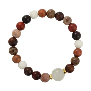 MISSNICE Religious Sandalwood Duobao Bead Bracelet Beaded Six-character Proverbs Bracelet Antique Zen Bead Bracelet