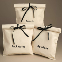 Pochette à bijoux en coton et lin à chevrons, sac enveloppe avec ruban, sac anti-poussière, logo personnalisé, emballage minimaliste pour articles de toilette et serviettes en tissu