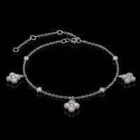 Gelang Semanggi Berdaun Empat Keberuntungan Perak S925 VVS1 Moissanite Micro Pave Clover Charms Rantai Dapat Disesuaikan Perhiasan Pergelangan Tangan Mewah Hadiah