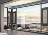 Ventana Abatible de Aluminio para Hogar Inteligente, Apertura Automática, Doble Bisagra, Vidrio Tintado Antihuracanes, Diseño Horizontal