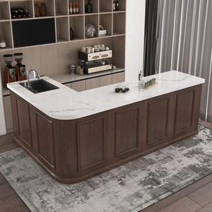 كونتر بار تجاري مستطيل عصري من خشب مصمت مصنوع حسب الطلب ماركة يموتانغ للمقاهي ومحلات الزهور والفواكه وشركات الكاشير - Product Image 1