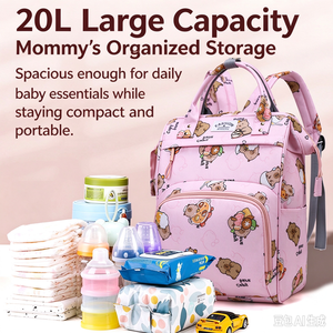 Cute Cartoon Print Mommy <b>Backpack</b>, Lightweight Softback Waterproof Daypack <b>Women</b> Shoulder Bag for Baby Care - Product Image 6