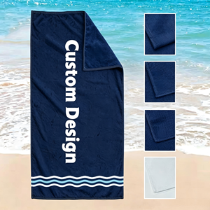 Serviette de plage réversible en coton, tissage jacquard, design bicolore, vente en gros - Product Image 1