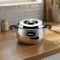 Casserole en acier inoxydable 304 avec base à induction et couvercle