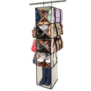 New Design Hanging Closet Organizer Storage 5-<b>Shelf</b> Separable Closet Storage <b>Shelves</b> with Mesh Pocket Clothes - Product Image 1