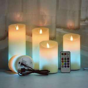 Bougies LED rechargeables USB avec télécommande, mèche mobile, tailles 10/12,5/15 cm, lumière jaune chaude, écologiques, pour la maison et les mariages - Product Image 3