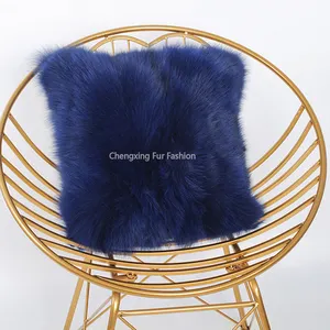 CX-D-101E Bất Fox Fur Chắp Vá Thời Trang Lông Thú Gối Trường Hợp Lông Đệm