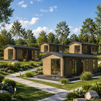 Cabaña Modular Prefabricada de Una Planta de Fácil Instalación / Cabaña Vacacional Prefabricada Aislada / Bungalow Modular con Estructura de Acero Ligero