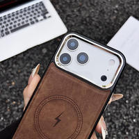 Étuis de téléphone à chargement magnétique sans fil pour 17 Pro Max, en cuir PU de luxe, protection intégrale légère et antichoc
