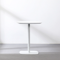 Nordic Art Design Table à thé Table de bar de petit déjeuner minimaliste Mdf et base en métal Table de barre haute carrée ovale blanche