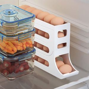 Double Plastic Egg Holder Automatic Rolling Large Capacity Refrigerator Side Door <b>Storage</b> <b>Box</b> for <b>Kitchen</b> Egg Dispenser Jewelry - Product Image 2