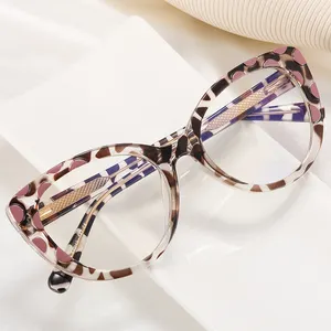 女性のための女性フル眼鏡フレーム猫の目ファッションヒョウ柄亀光学メガネフレーム赤いレトロな眼鏡眼鏡820