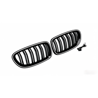 Rejilla Delantera Doble Línea Negra Brillante para BMW Serie 5 F10 F11 2011-2016, Rejilla de Parachoques de Plástico ABS