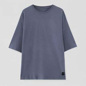 เสื้อยืดกีฬาของผู้ชายผ้าคอตตอนน้ำหนักมากเสื้อยืดทรงแบ็กกี้คอกลมขนาดพลัสไซส์400gsm - Product Image 3