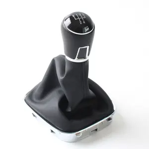 5 6 Speed chrome Leather Car Gear Shift Konb Gaiter Shifter Knob for VW POLO 2011 2017 Car Styling Accessories