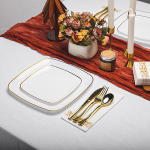 Juego de Vajilla Desechable Personalizado de 350 Piezas de PS, Platos, Tenedores, Cucharas, Cuchillos, Vasos, Servilletas y Cubiertos de Plástico PS con su Logotipo y Colores - Product Image 2