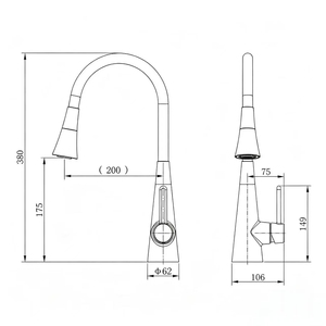 Robinet <span class=keywords><strong>de</strong></span> <span class=keywords><strong>cuisine</strong></span> mitigeur chaud/froid en acier inoxydable 304, finition or brossé, avec douchette extractible pour évier <span class=keywords><strong>de</strong></span> <span class=keywords><strong>cuisine</strong></span> – Approvisionnement direct usine - Product Image 5