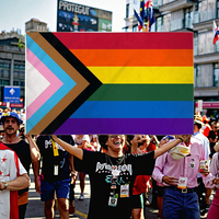 Drapeau arc-en-ciel Progress Pride 3x5 pieds (90x150cm) en polyester tissé 75D, résistant à la décoloration, écologique, pour les LGBTQ, gays, lesbiennes, transgenres