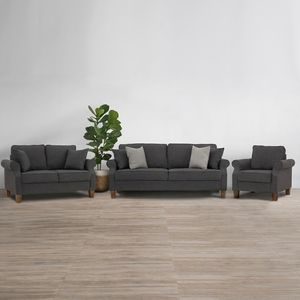 Elegant Grey Fabric IMPALA 2 Seater Sofa Comfortable Modern Loveseat with Sturdy Wood Base for Apartment and Office Lounge - Product Image 5
