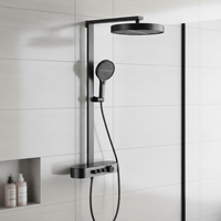 Ensemble de douche thermostatique carré en laiton chromé poli, installation murale, mitigeur de douche pluie avec cartouche céramique