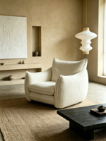 Fauteuil d'appoint en tissu rayé ATUNUS, fauteuil design moderne, fauteuil simple pour salon, fauteuil rembourré