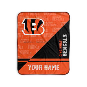 بطانية مخصصة عالية الجودة لكرة القدم الأمريكية cincinnatii <span class=keywords><strong>Bengals</strong></span> أي تصميم 50 "x 60" بطانية الفانيلا - Product Image 1