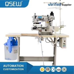 Máquina de coser industrial de cama cilíndrica QS-600D-35YD-UTW con cortador lateral derecho para costuras interlock en cinturillas elásticas de ropa interior - Product Image 1