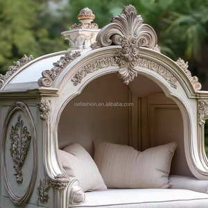 OE-FASHION Maison pour chien de luxe en bois massif sculpté à la main, blanc antique, villa victorienne pour animaux de compagnie pour jardin et domaine - Product Image 4