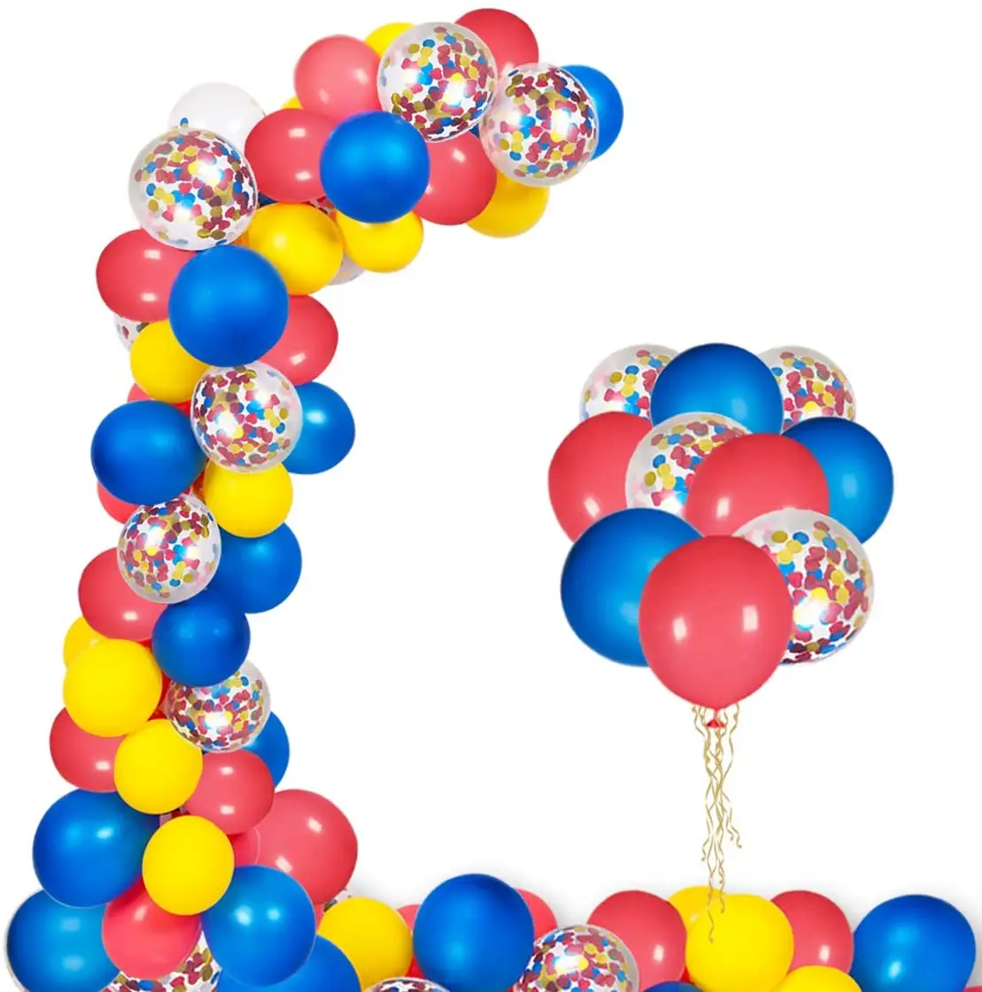 Ballonnen Boog Kit Nieuwe Ontwerp Rood Blauw Geel Confetti Latex Ballonnen Garland Voor Verjaardag Afstuderen Carnaval Party Decor