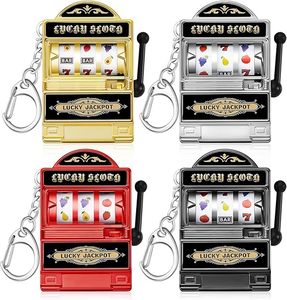 Porte-clés de Noël en forme de <span class=keywords><strong>machine</strong></span> <span class=keywords><strong>à</strong></span> <span class=keywords><strong>sous</strong></span>, breloques Kawaii Las Vegas avec <span class=keywords><strong>rouleaux</strong></span> 3D, souvenirs dorés et argentés pour cadeaux de fêtes - Product Image 1