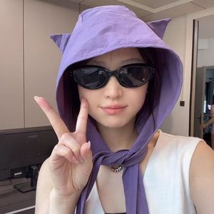 Little Devil Tie Up Quick Dry Sun Protection Bucket Hat Solid Color Foldable Breathable For Adults - Product Image 1
