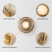 Appliques murales au design européen moderne, luminaires de chevet Honewhotel, verre fumé, éclairage LED doré, utilisation intérieure, salon