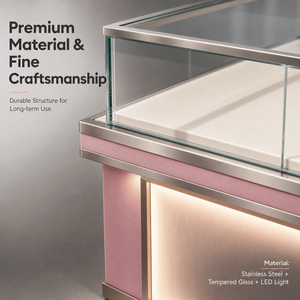 Vitrine de luxe rose pour bijoux avec éclairage LED, mobilier sur mesure pour bijouterie de détail - Product Image 3