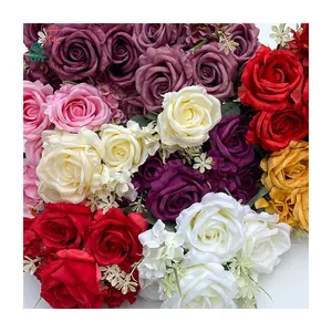 9-Pronged Brick And Stone Rose Home Decoration Ornaments Silk Flower Photography Landscaping And Artificial Flowers