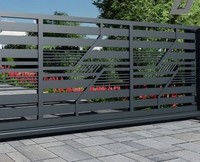 Puerta Corredera Moderna de Aluminio Prima, Panel de Rejilla Cuadrada Cortada con Láser, Rejilla Completa para Patio, Entrada Principal