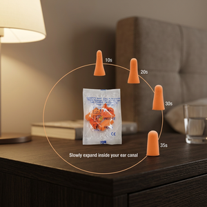 Bouchons d'oreilles en mousse PU souple de haute qualité, NRR 31dB, orange, confortables à porter, protection auditive pour le sommeil et l'absorption du son - Product Image 2