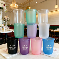 Gobelet jetable en PP de 500 ml (16 oz) avec couvercle, personnalisable avec logo, pour smoothies, boissons, bubble tea, jus, cocktail, plastique rigide givré 500 cc