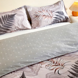Juego de Ropa de Cama de 4 Piezas con Estampado Botánico Moderno, Funda de Edredón de Microfibra Suave con Cierre de Cremallera y Diseño Geométrico Reversible - Product Image 5
