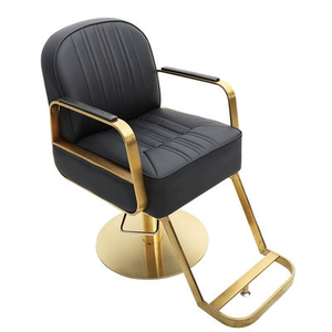 Chaise de barbier en cuir synthétique avec accoudoirs en acier inoxydable, chaise de salon de coiffure spéciale pour la coupe de cheveux, relevable et pivotante - Product Image 6