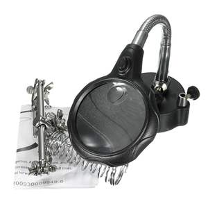 용접 돋보기 LED 빛 3.5X-12X 렌즈 보조 클립 루페 데스크탑 돋보기 세 번째 손 납땜 수리 도구 - Product Image 3