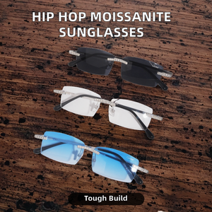 Lunettes unisexes style hip-hop populaire, serties de moissanite, personnalisées, en argent 925, moissanite VVS, monture dorée, verres miroir, livrées avec boîte - Product Image 2