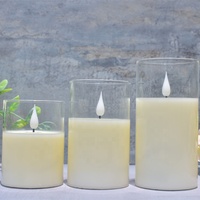 Jeux de bougies LED puces USB, nouvel ensemble de bougies en verre, mèche en 3D, sans flamme