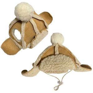 ZHONGYA Evcil Hayvan Aksesuarları Açık Hava Yeni Stil Peluş Sıcak Köpek Şapkası Kahverengi ve Beyaz Kalın Evcil Hayvan Şapkası Rüzgar Geçirmez ve Şık Köpek Şapkası - Product Image 6