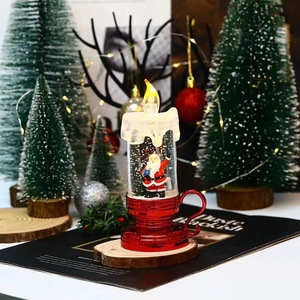 Bougie LED de Noël à effet de boule de neige, douce et écologique, avec paillettes rotatives, sans flamme, pour la décoration de la maison en période de fêtes - Meilleures ventes - Product Image 2