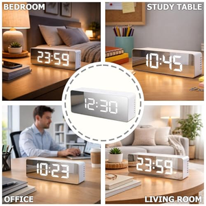 Small Size Big Display <b>Digital</b> Led Alarm <b>Clock</b> Wall <b>Clock</b> Smart Alarm <b>Clock</b> with Mirror Screen and Backlight - Product Image 5